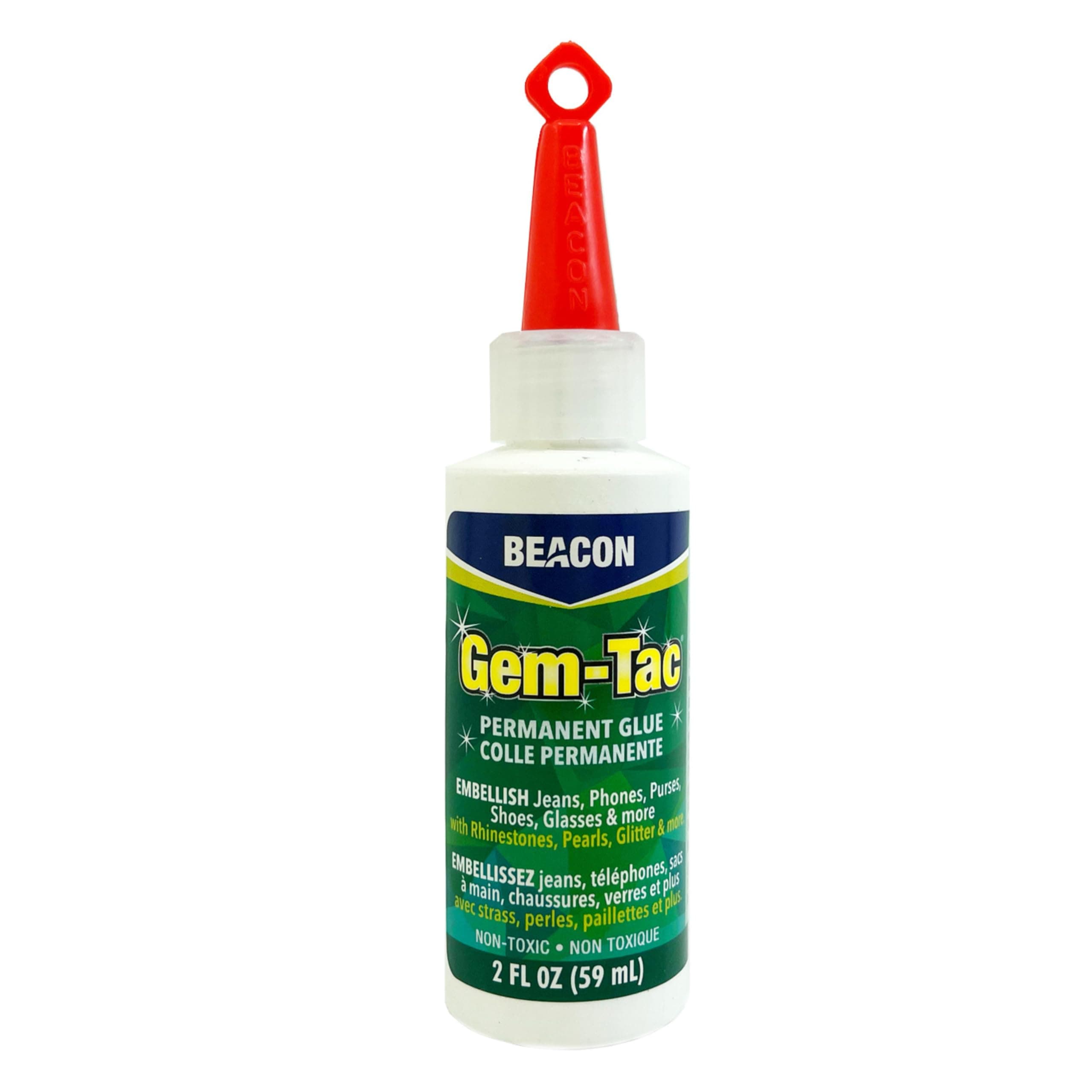 Beacon Gem-Tac Glue 59ml (GT2), Clear Adhesive for Fabric, Rhinestones, Glass, and More - Ideal glue for Embellishing Shoes, Gowns, Phones, and Accessories.