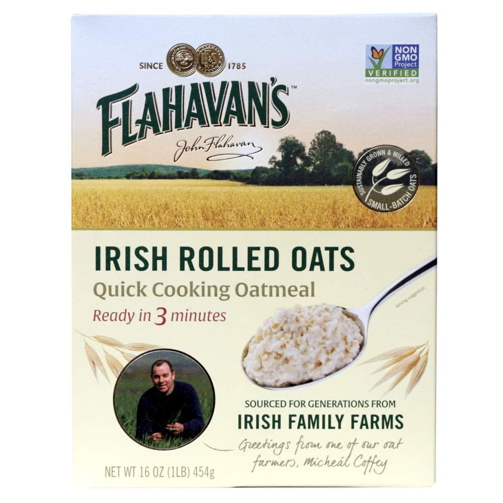 Flahavan’s Irish Rolled Oats, 16 Ounce. Quick Cooking Oatmeal, Ready in 3 Minutes. 100% Whole Grain Oats, Non-GMO Verified, Field to Spoon