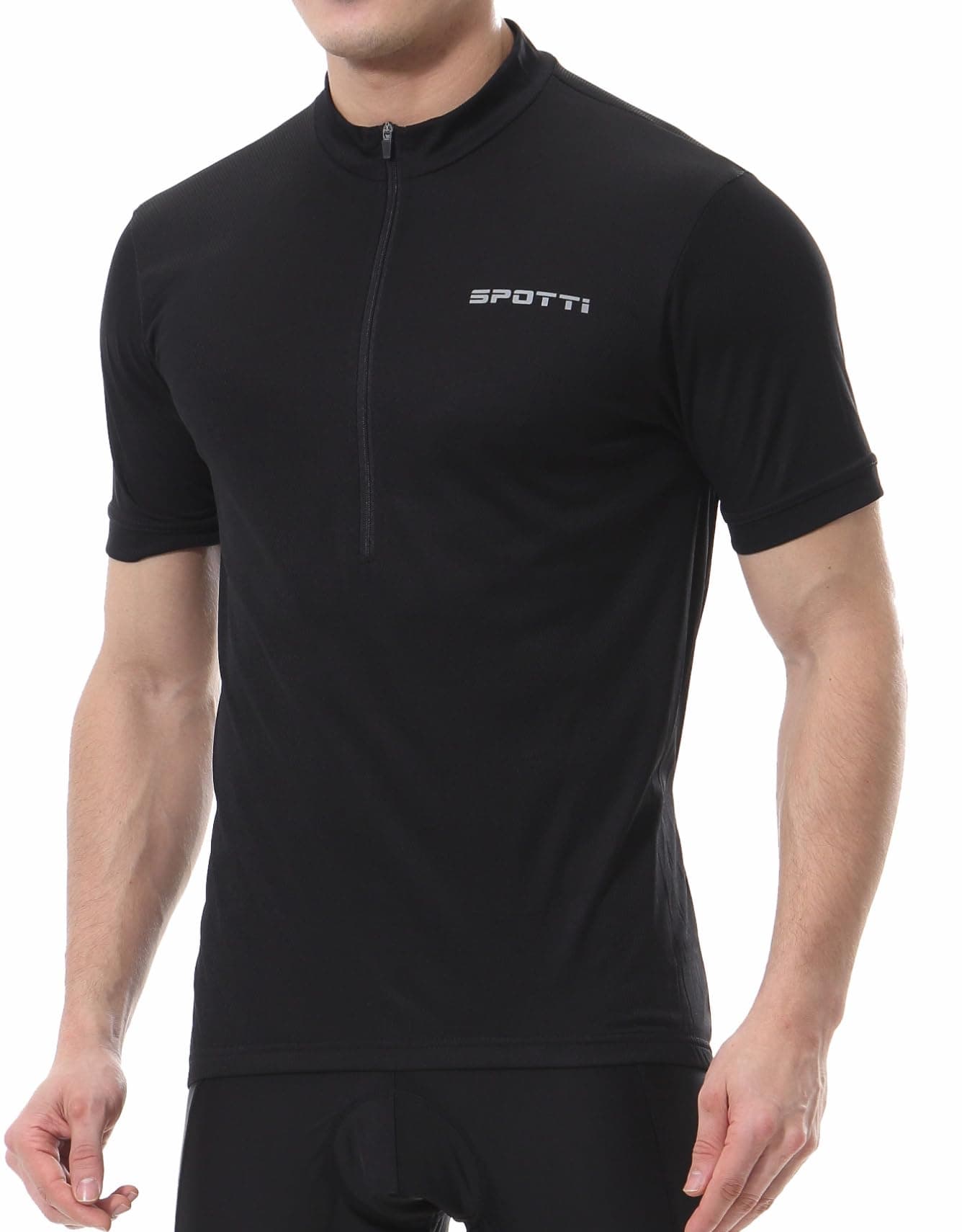 SpottiMen's Cycling Bike Jersey Short Sleeve with 3 Rear Pockets- Moisture Wicking, Breathable, Quick Dry Biking Shirt