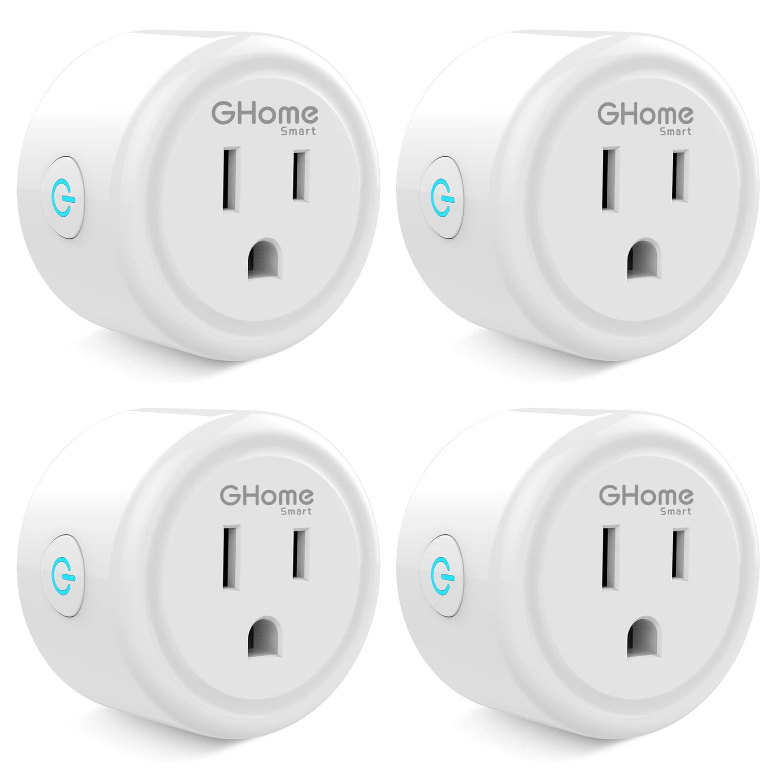 GHome Smart Plug Mini, WiFi Smart Outlet Plug Works with Alexa and Google Home, Timer Outlet with APP Control, 2.4GHz Network Only, No Hub Required, ETL FCC Listed (4 Pack), White