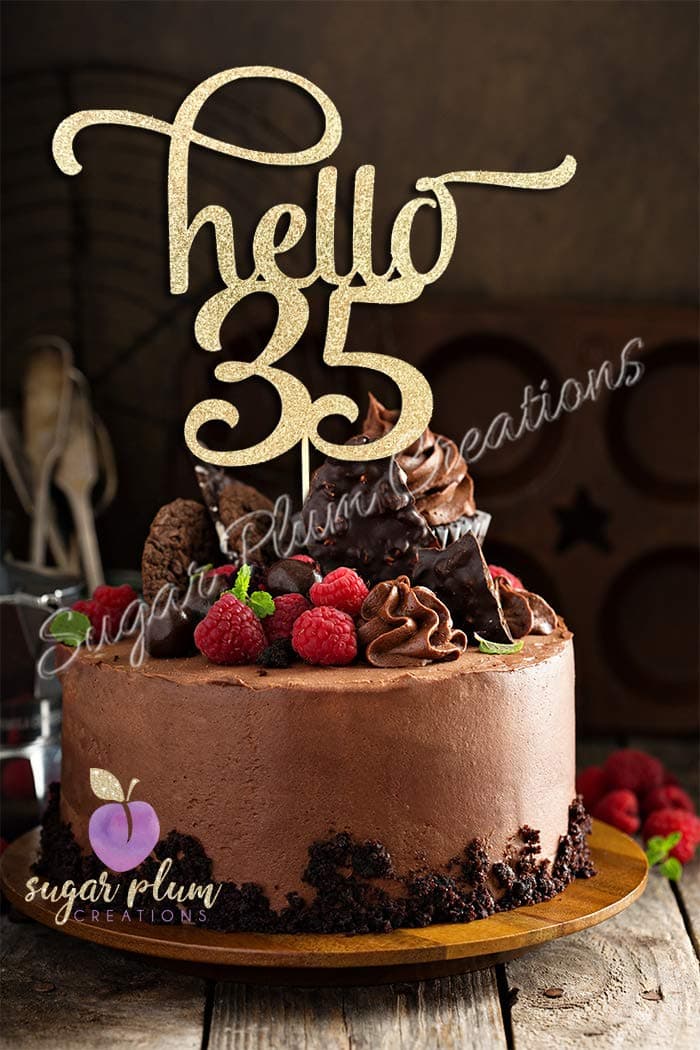 Hello 35 Cake Topper