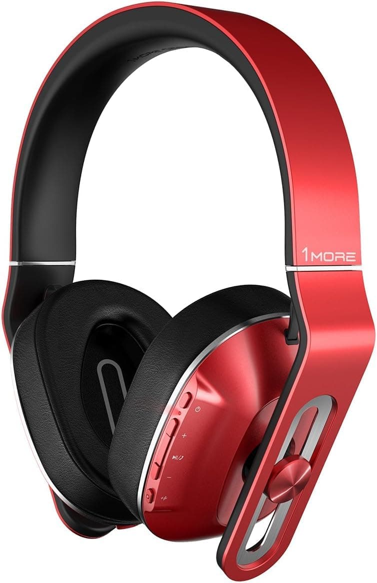 1MORE Wireless Over-Ear Headphones Bluetooth Comfortable Earphones with Bass Control, Durable Headband, Noise Cancellation Mic and in-Line Remote Controls for Apple iOS/Android/PC/Tablet - MK802 Red