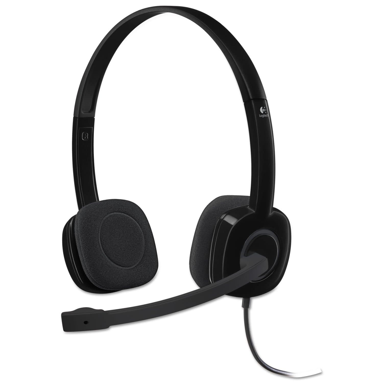 3.5 mm Analog Stereo Headset H151 with Boom Microphone (981-000587) Plus Bonus USB Extenders