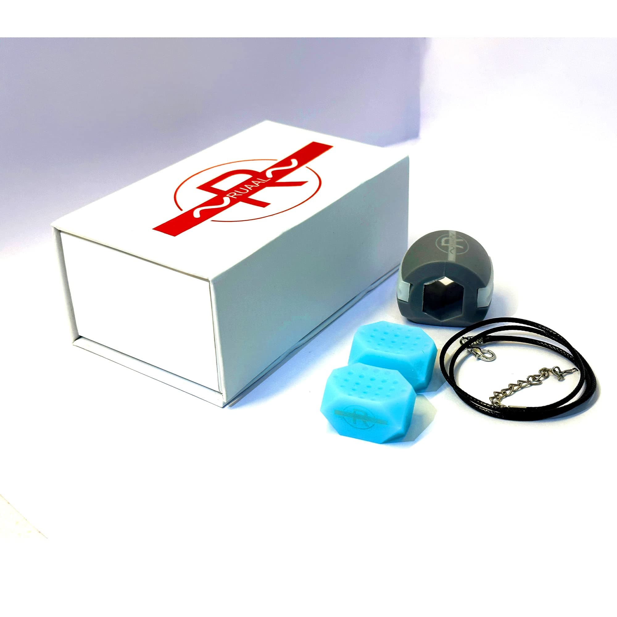 RUAAL JawFit Face Exerciser: Ultimate Tool for Men & Women Shaper for your Jawline Trainer for Neck & Facial Fitness, Jawliner, Effective Jaw slimmer Exercise Tools (Grey and Blue 3 pc box)