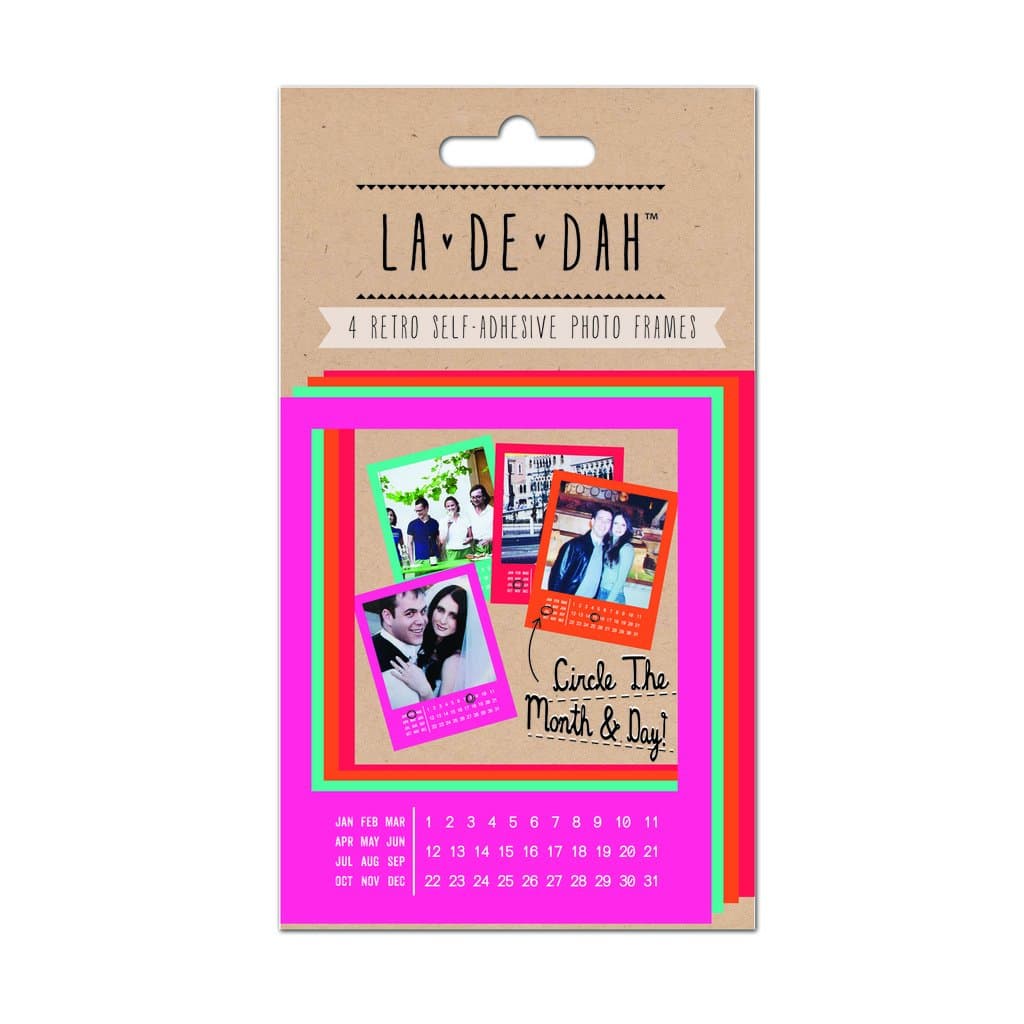 La De Dah 'Polaroid' Frames Bright Retro Card Journal Embellishment x4