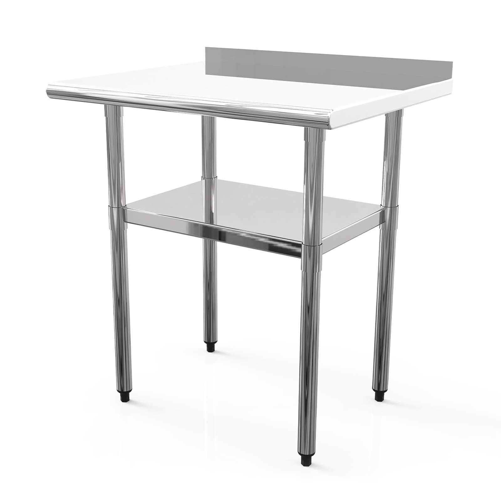Stainless Steel Work Table 30X24 in Commercial Working PrepTable with 1 1/2" Backsplash Work Tables for Shop Kitchen Restaurant Home Outdoor Metal Table Worktables and Workstations