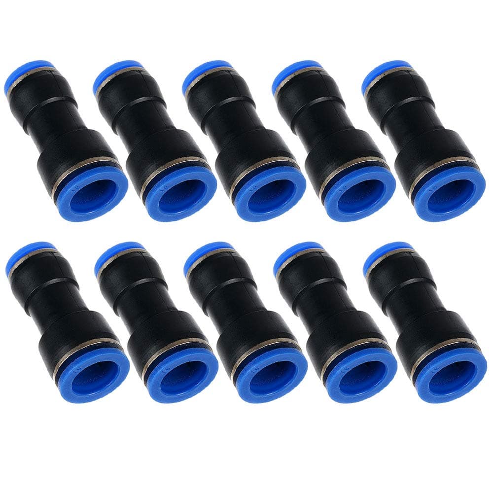Metalwork Plastic Push to Connect Straight Union Pipe Tube Reducer Fitting, 12mm OD x 10mm OD, Reducing Coupler Straight Pneumatic Connector (Pack of 10)