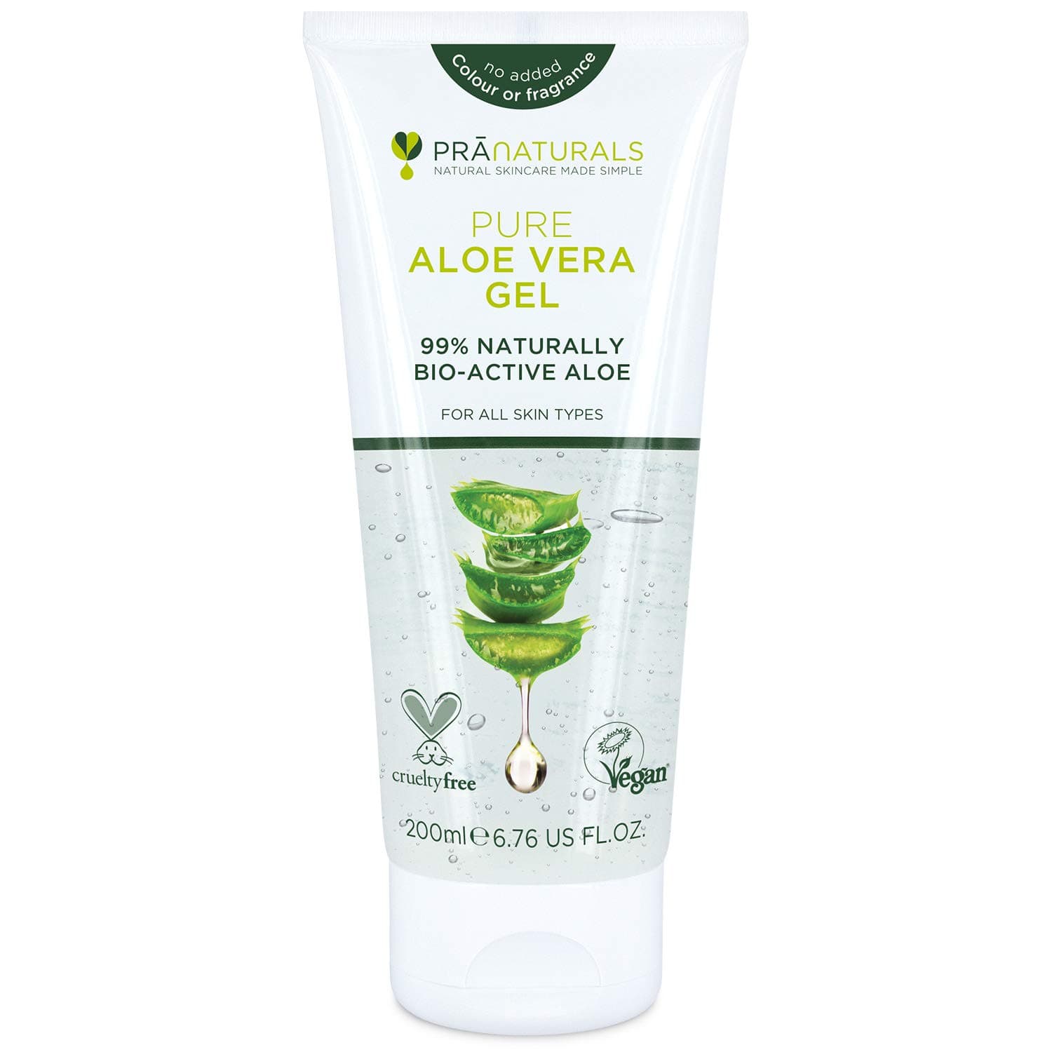 PraNaturals Pure Aloe Vera Gel 200ml – Soothing & Hydrating, Rich in vitamins, bug bites and minor burns, Ideal for all skin types, Cruelty-free & Vegan