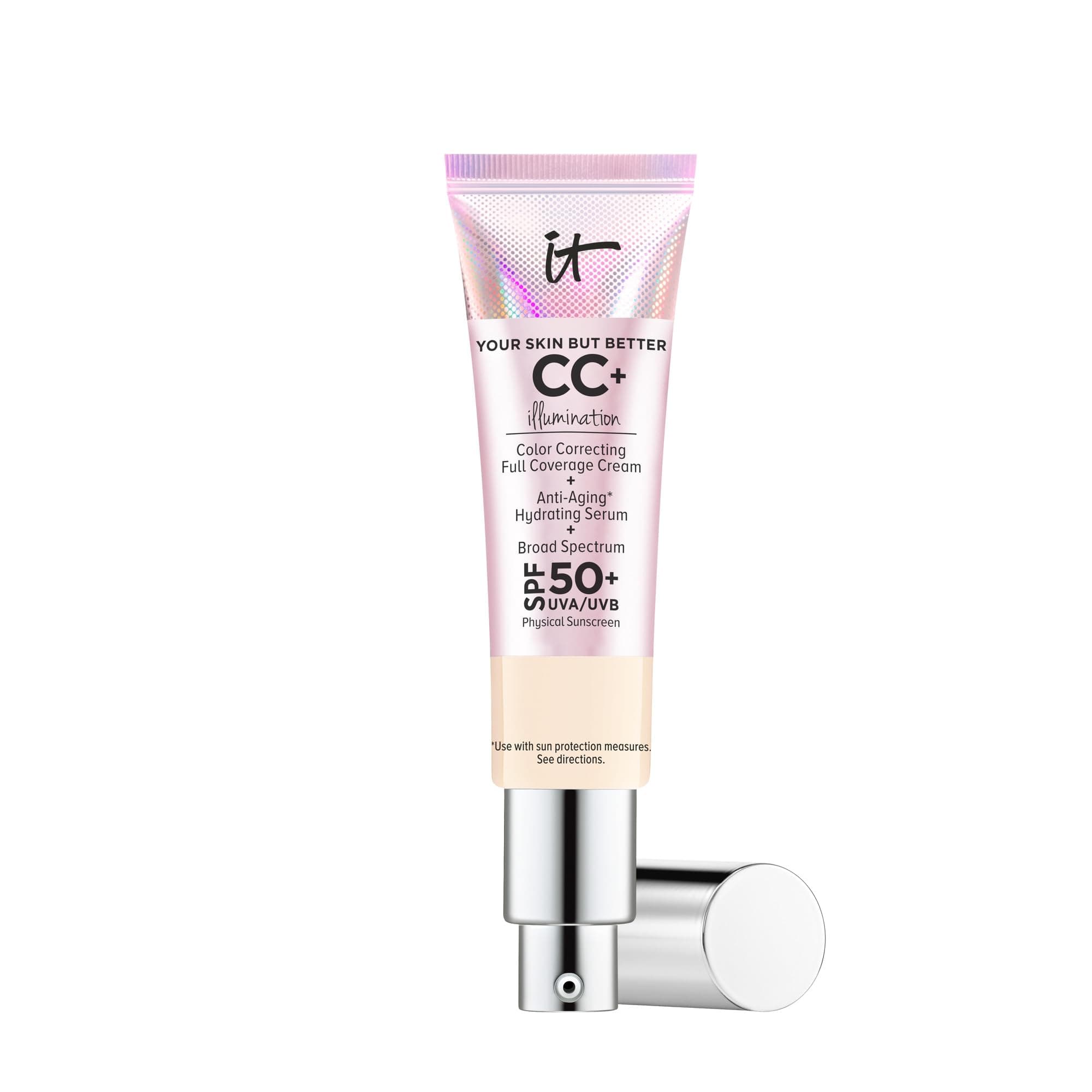 IT Cosmetics CC+ Cream Illumination - Radiant Full Coverage Foundation With SPF 50+, Color Corrector & Hydrating Anti-Aging Serum, Hydrolyzed Collagen + Peptides, Normal to Dry Skin - 1.08 fl oz