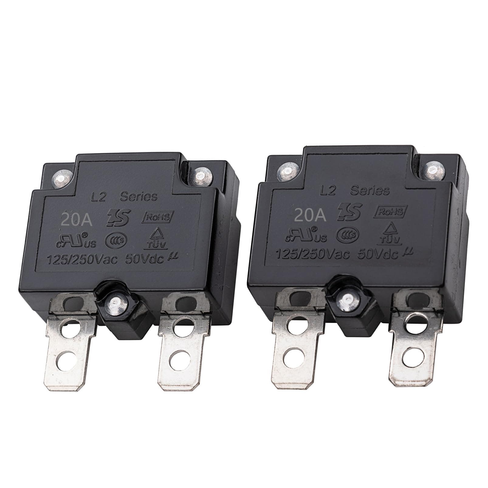 2Pcs 20A 125/250Vac 50Vdc Automatic Reset Relay Fuse Therma Switch Circuit Breaker Current Overload Protector Children Ride On Toy Car Accessories