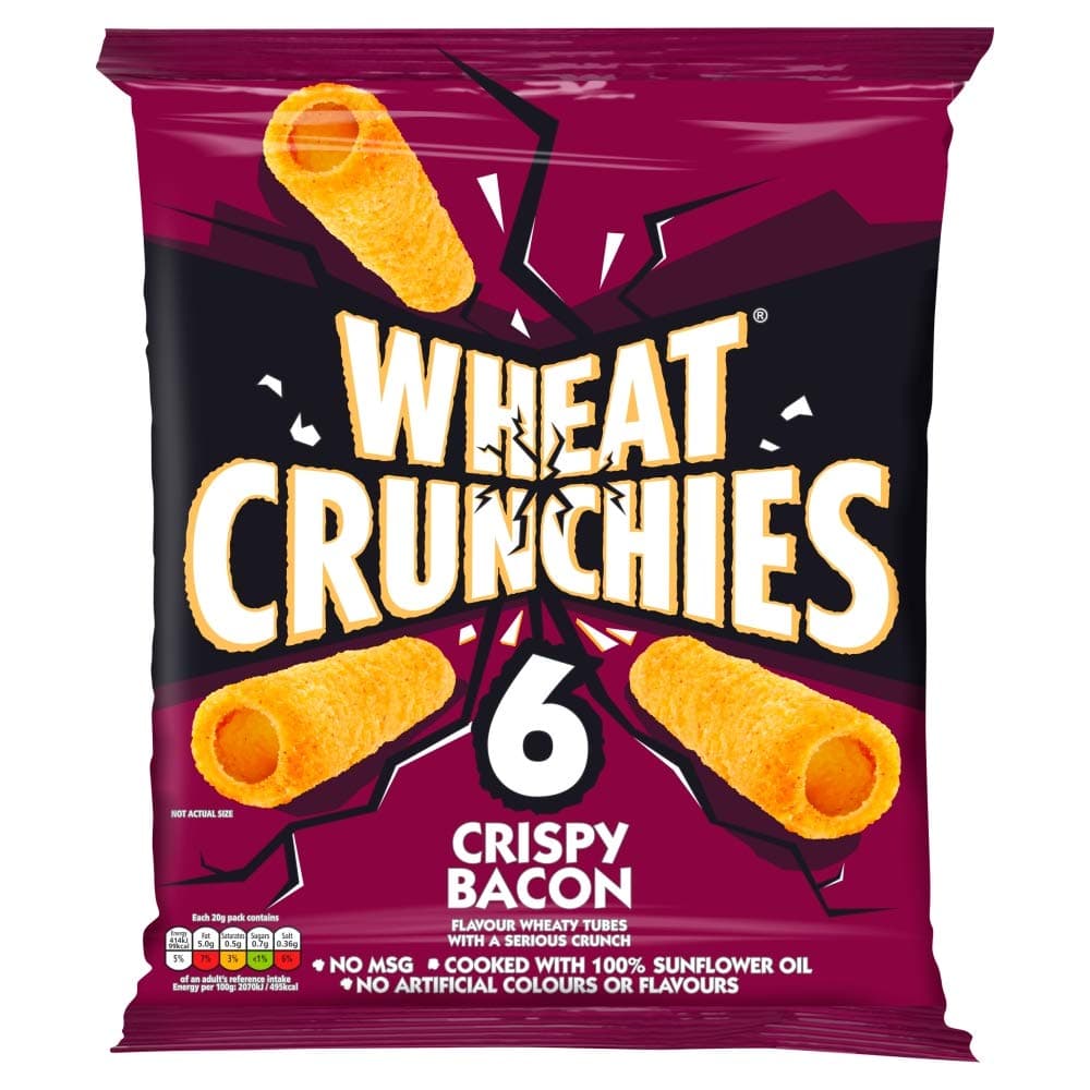 Wheat Crunchies Crispy Bacon Flavour Wheaty Tubes, 6 x 20g