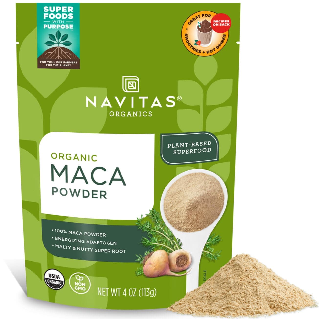 Navitas Organics Maca Powder, 4 oz. Bag — Organic, Non-GMO, Low Temp-Dried, Gluten-Free