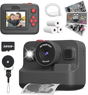 Yehtta Kids Camera Instant Print - Christmas & Birthday Gift for 3-12 Year Old Boys & Girls, 2.4in Screen, 1080P Digital Camera with 3 Rolls Print Paper & 32G Card