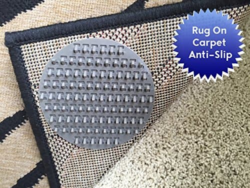 Non-Slip Rug Pads For RUG-ON-CARPET ANTI-SLIP. DESIGNED FOR USE ON MEDIUM PILE CARPET. 8 Pack. Intended To Limit Medium/Large Sized Rugs From Moving On Top Of CARPET