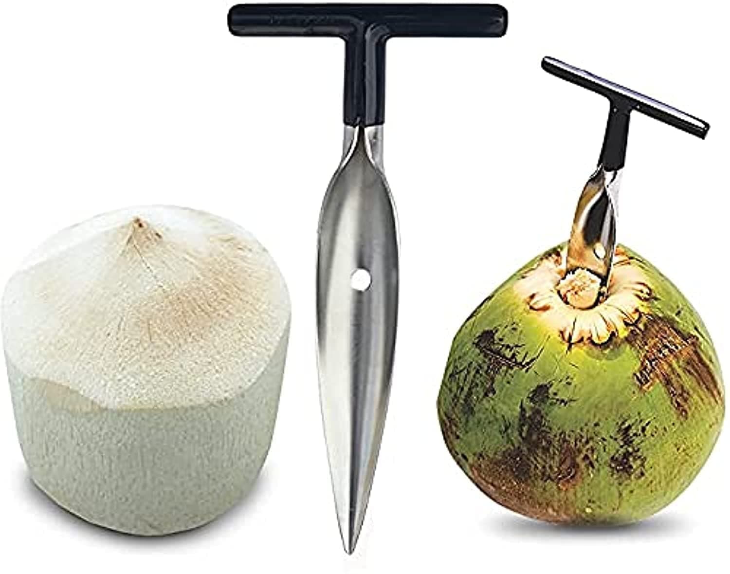 KASTWAVE Coconut Opener for Fresh Green Young Coconut Water - Works with Peeled Thai Young White Coconuts - Open in Seconds Super Safe Easy and Fast(1 PCS)
