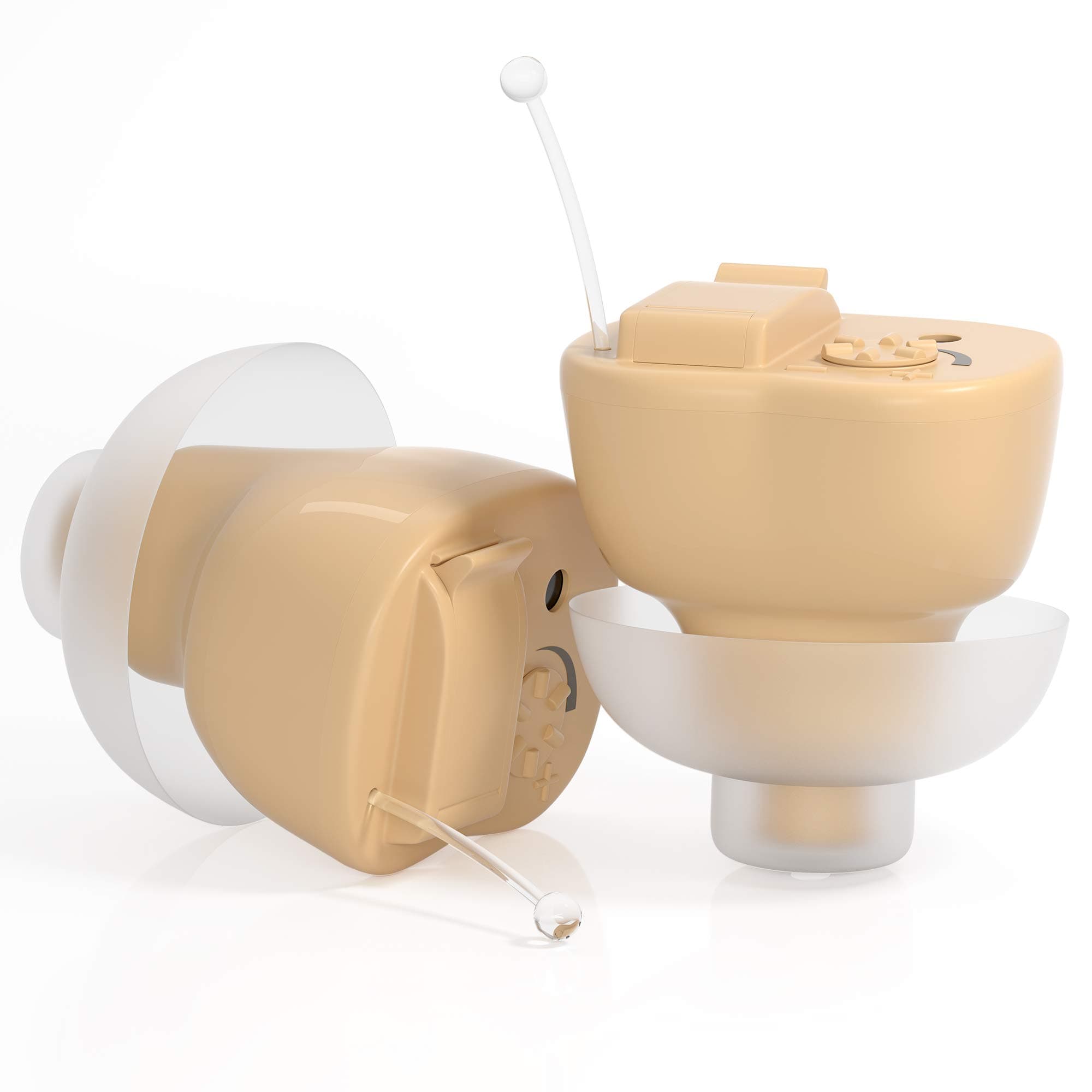 iAid Super Mini Digital Hearing Amplifier Aid Pair of 2 - Sound Enhancement Device with Noise Reduction for Adults and Seniors, Batteries and Hearing Aid Cleaning Brushes Included