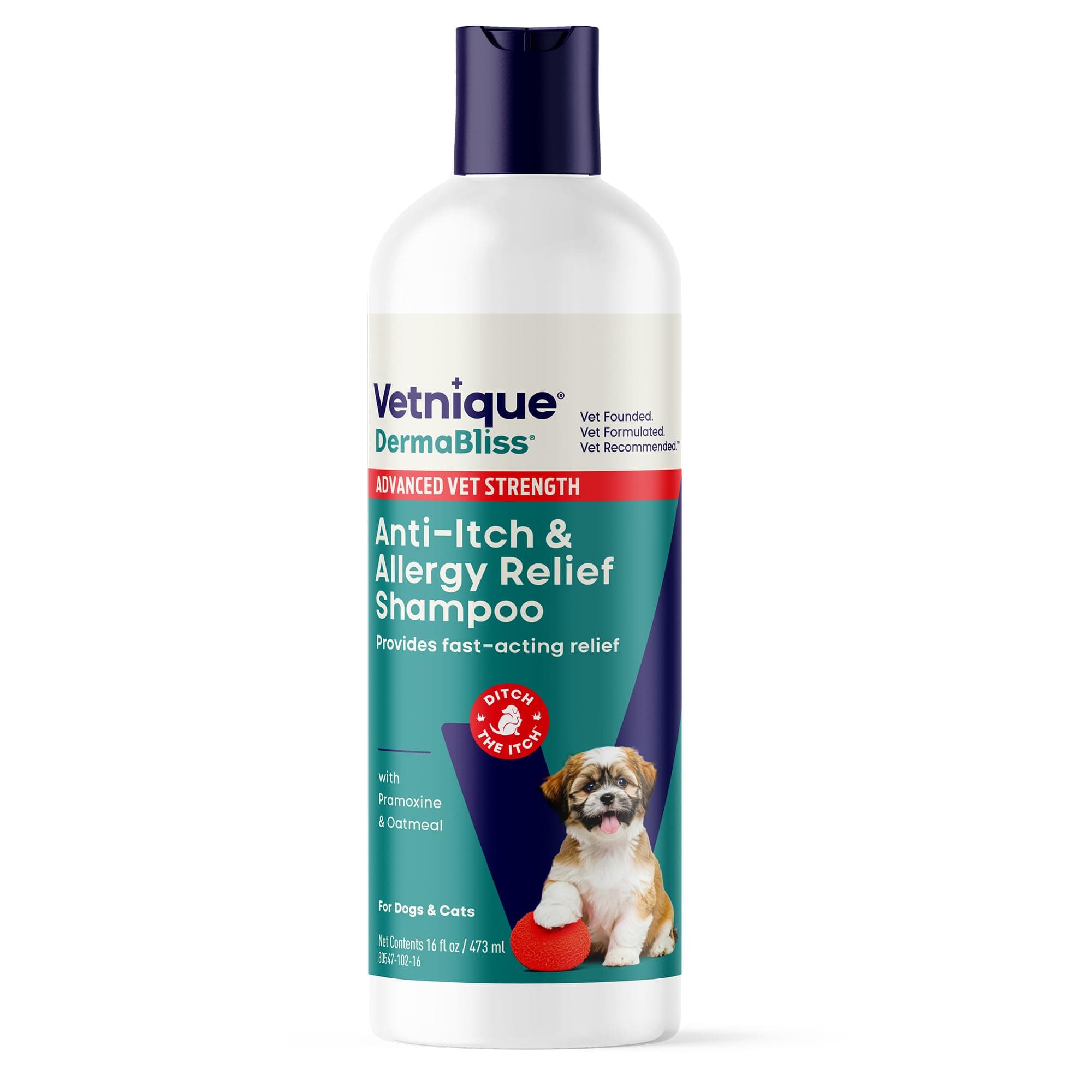 Vetnique Labs Dermabliss Anti Itch & Allergy Relief Medicated Dog Shampoo for Allergies and Itching with 1% Pramoxine HCL, Safflower Seed Oil, and Oat Extract for Dogs and Cats 16oz …