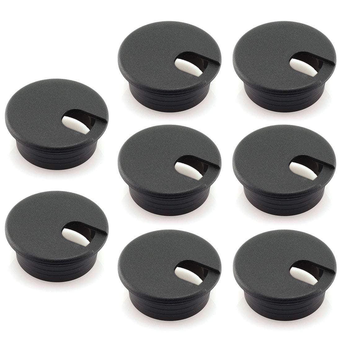 HJ Garden 8pcs 1-1/2 inch Desk Wire Cord Cable Grommets Hole Cover for Office PC Desk Cable Cord Organizer Plastic Cover Black