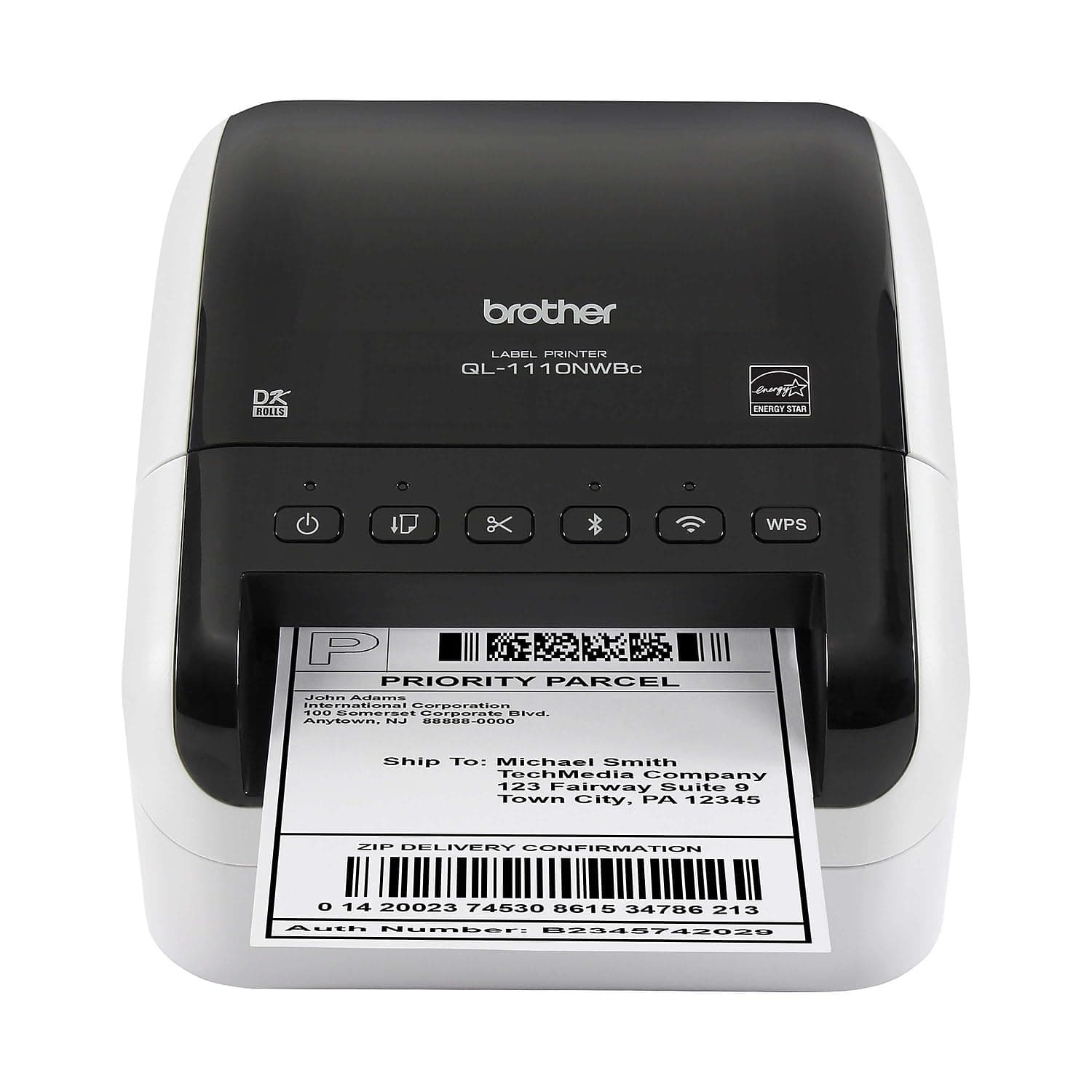 Brother QL-1110NWBC Wide Format, Postage and Barcode Professional Thermal Label Printer with Wireless Connectivity, Black And White, 6.7" x 5.9" x 8.7"