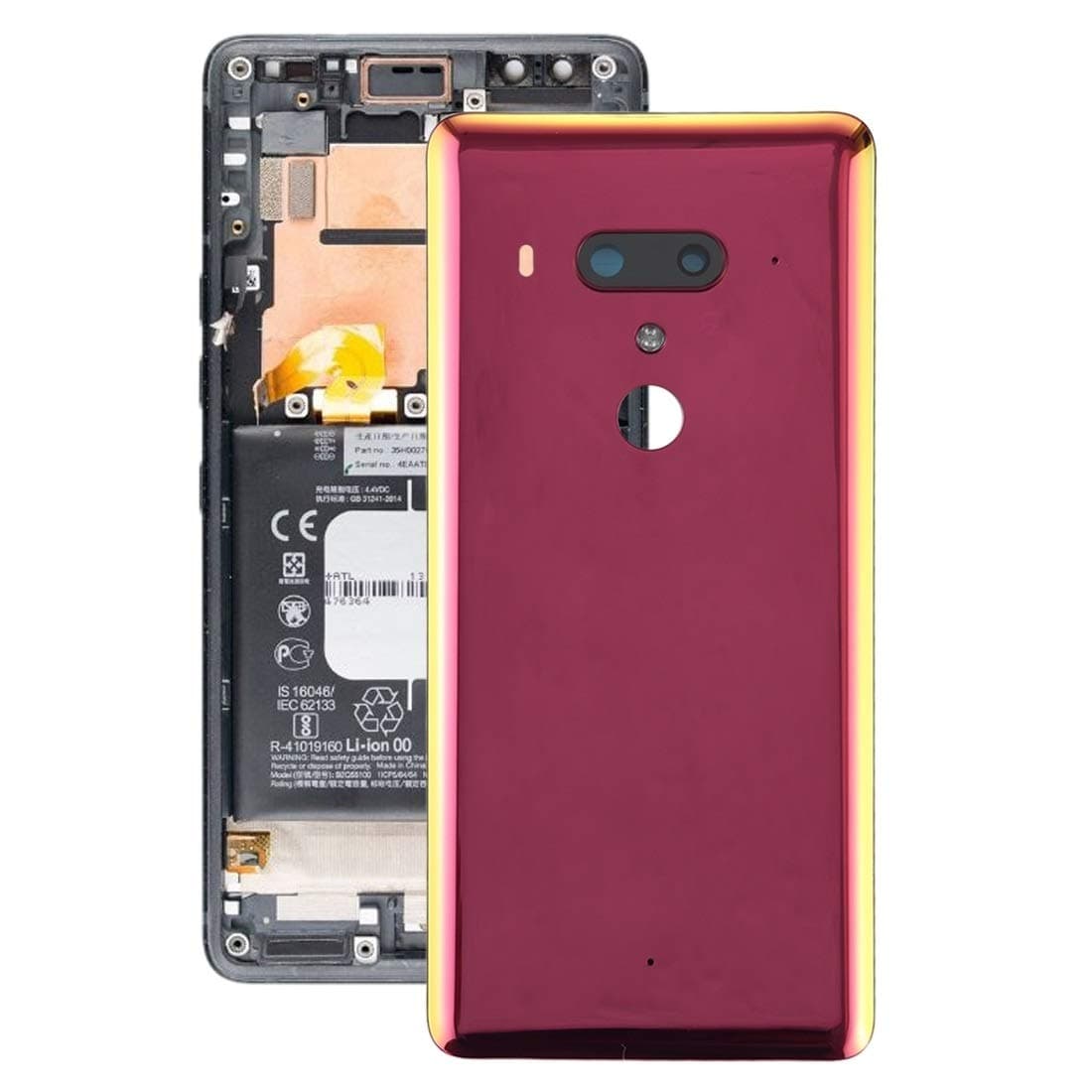 Smartillumi Back Cover Replacement Battery Back Cover with Camera Lens for HTC U12+(Black) Back Cover Replacement (Color : Red)