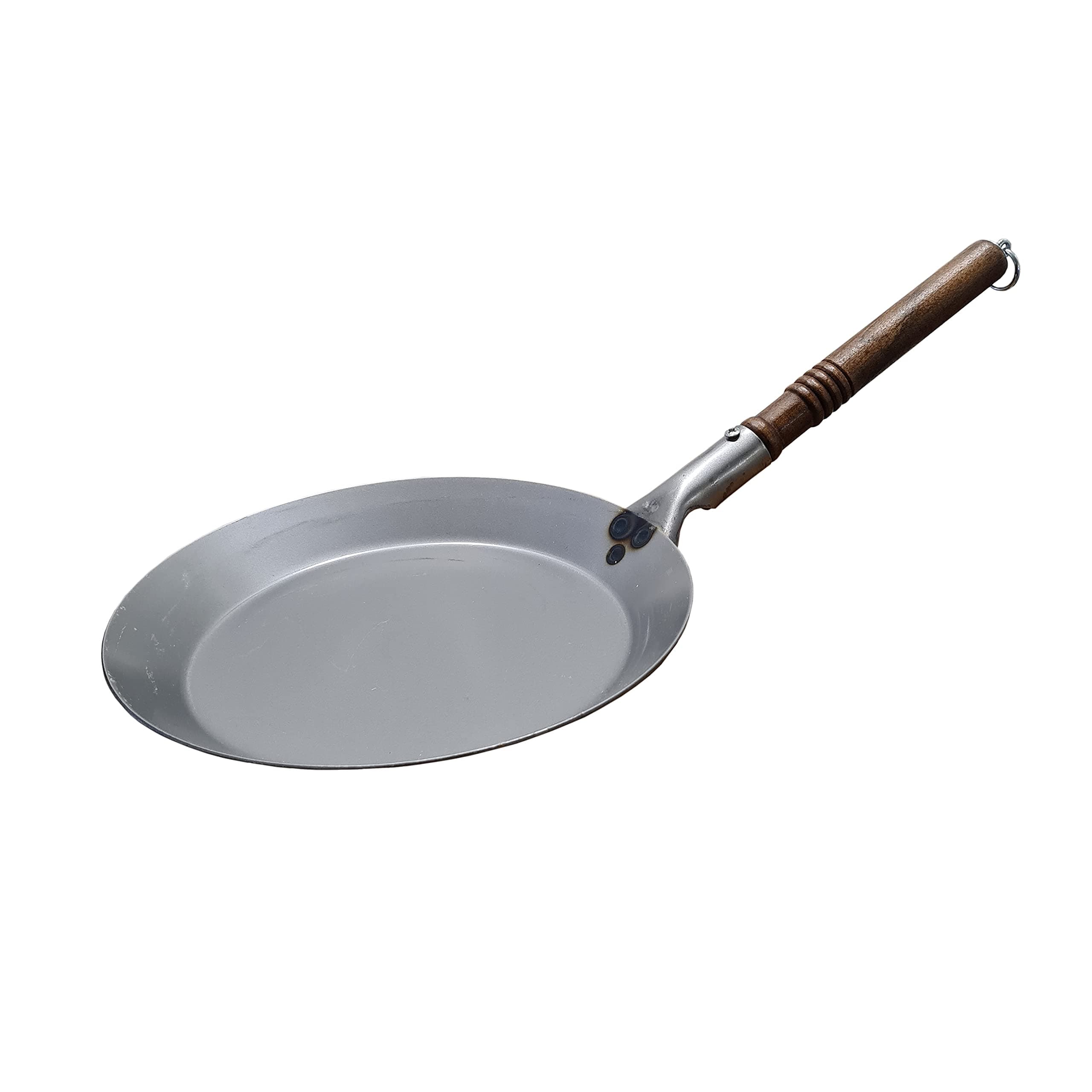 Turk 65024 Frying Pan with Wooden Handle, 24 cm, Iron, Silver