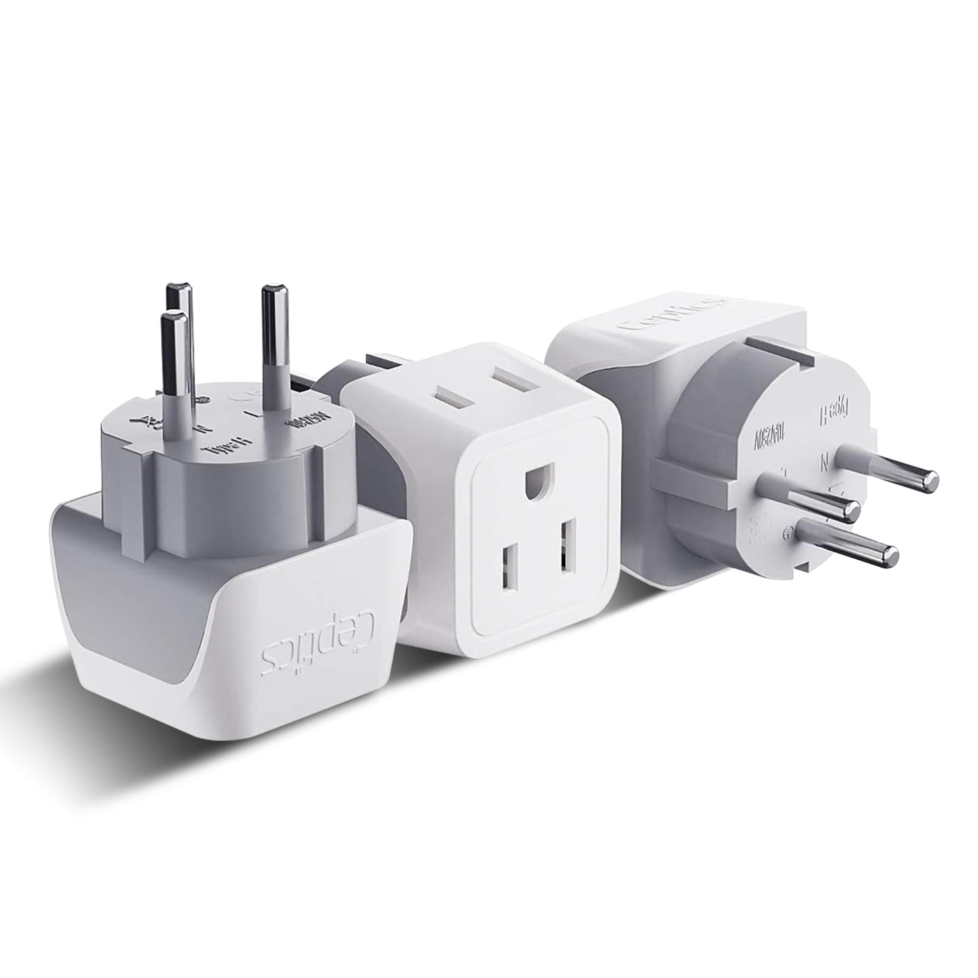 Israel Plug Adapter - 2 in 1 Type H Adapter, US to Jersusalem Plug Adapter - Israel, Palestine Travel Adapter Plug, - Dual USA Inputs, CE, RoHS - 3 Pack