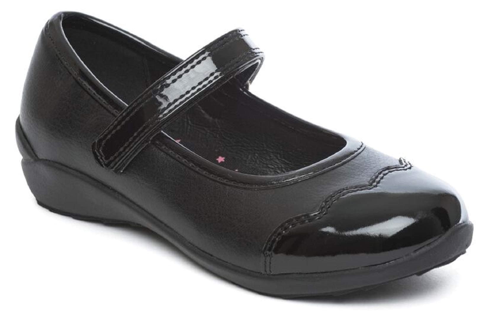 Girls T Bar/Brogues/Loafer/Mary Jane Patent Memory Foam Insole School Shoes Size Infant 5 6 7 8 9 10 11 12 13 & Junior 1 2 3 4 5 Buckle Closure/Touch Fasten and Slip On