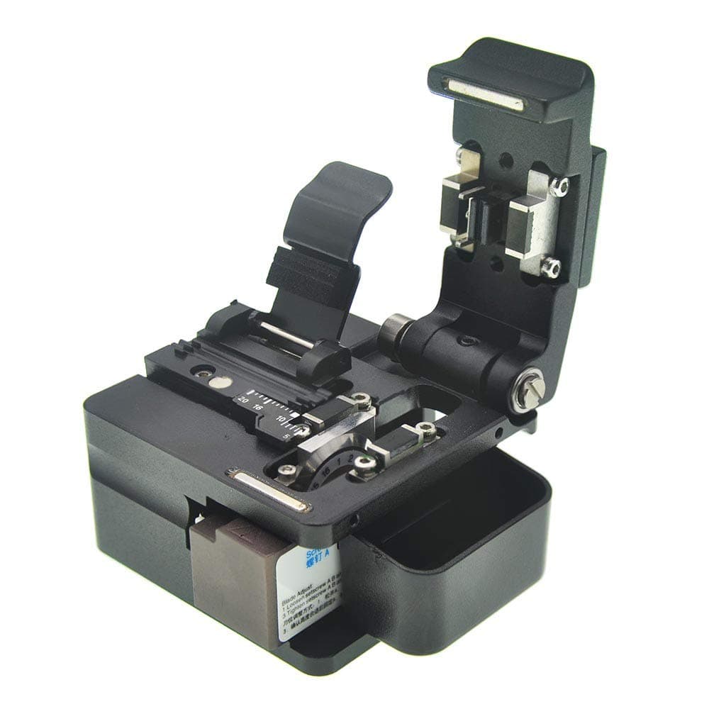 eTayson Fiber Fusion Splicer Tool T06 High Precision Fiber Cleaver Fiber Optics Cutter with 16 Surfaces Blade & Fiber Collecting Box