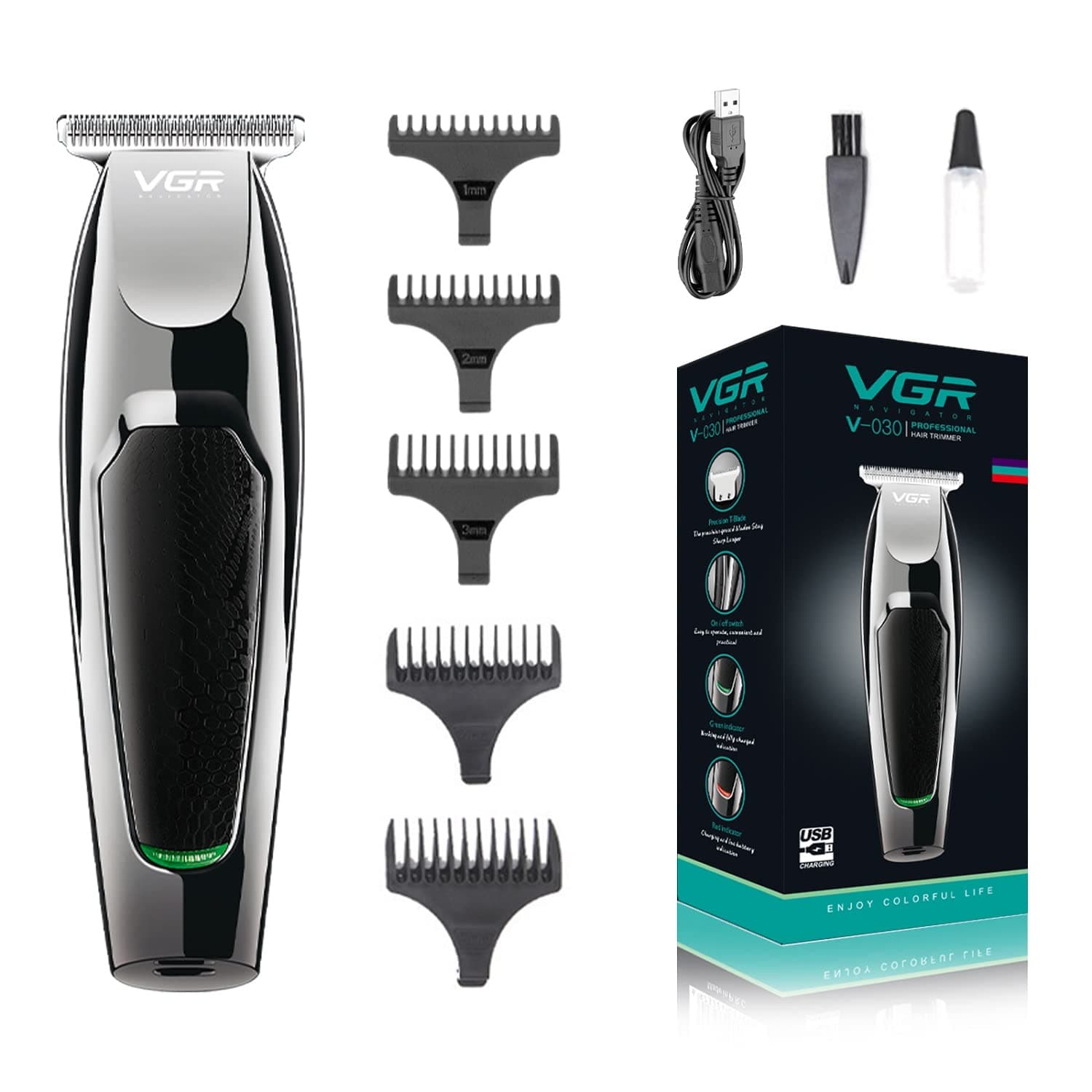 VGR V-030 Professional Hair Trimmer Runtime: 100 min Trimmer for Men (Black)
