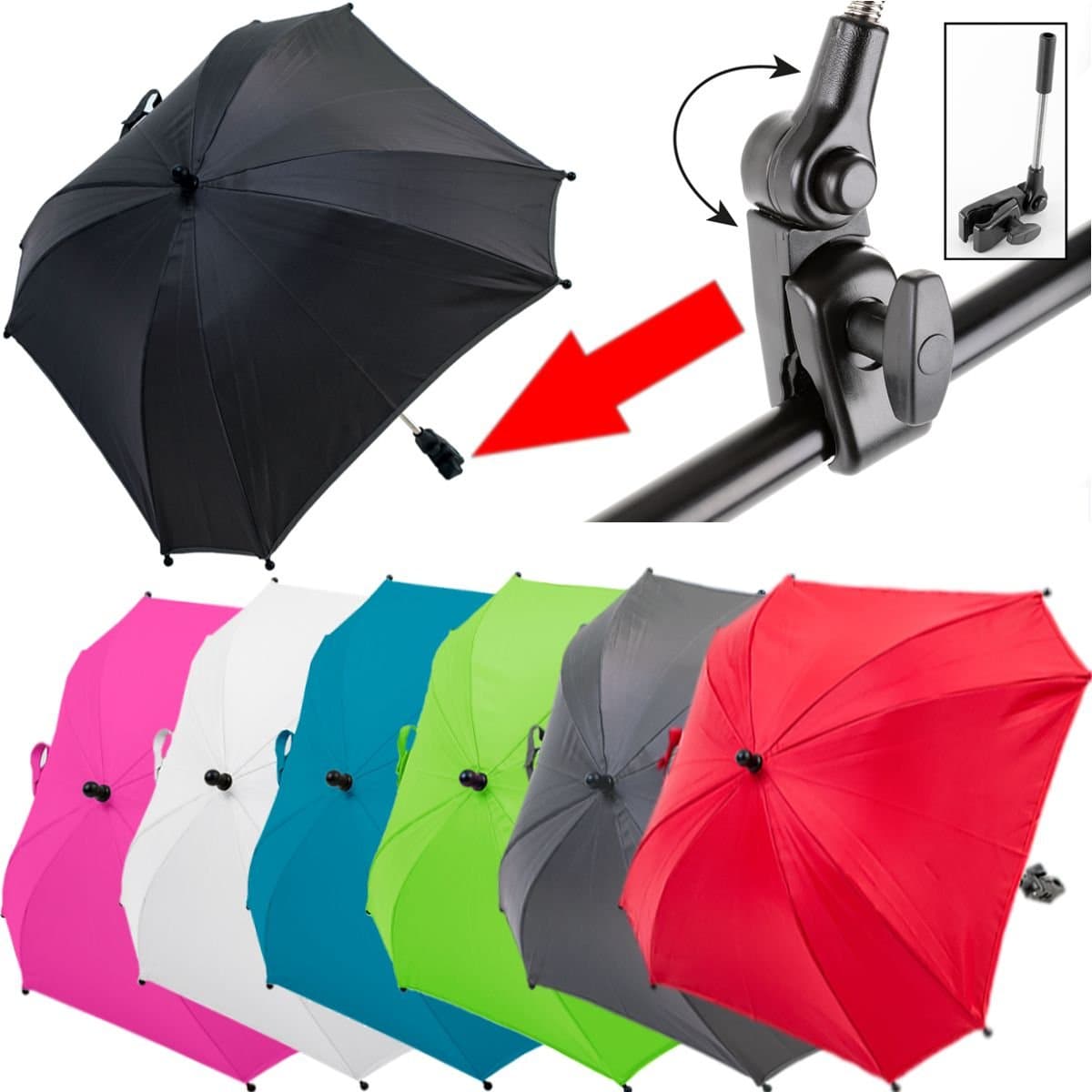 XL Baby Umbrella Sunshade Parasol (UV PROTECTION 50+) for Pram / Pushchair / Buggy (Beige)