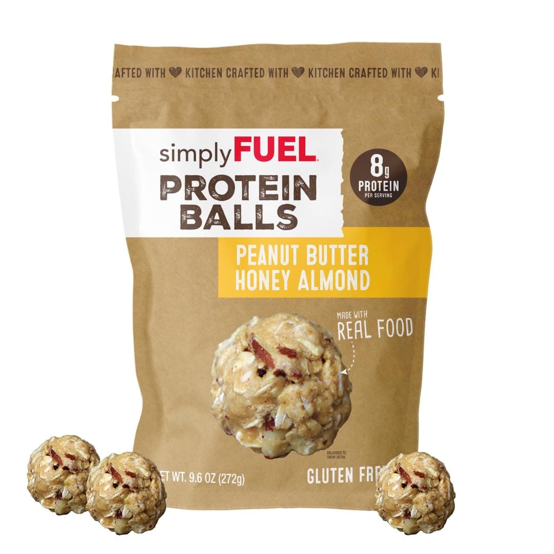 Whole-Food Protein Balls (Peanut Butter Honey Almond), 8 g High-Protein, Gluten-Free, Healthy Snack for Adults & Kids, 9.6 oz