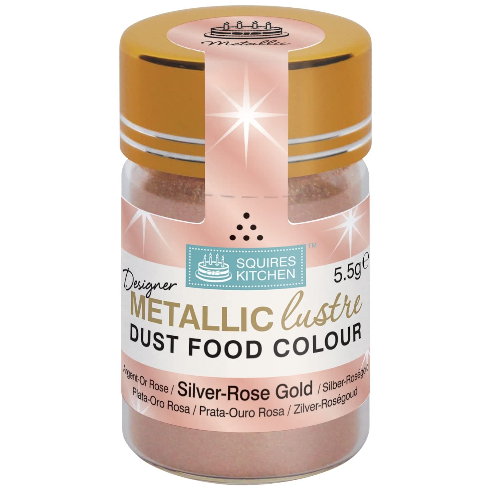 Squires Kitchen Designer Silver Rose Gold Metallic Lustre Dust 5.5g