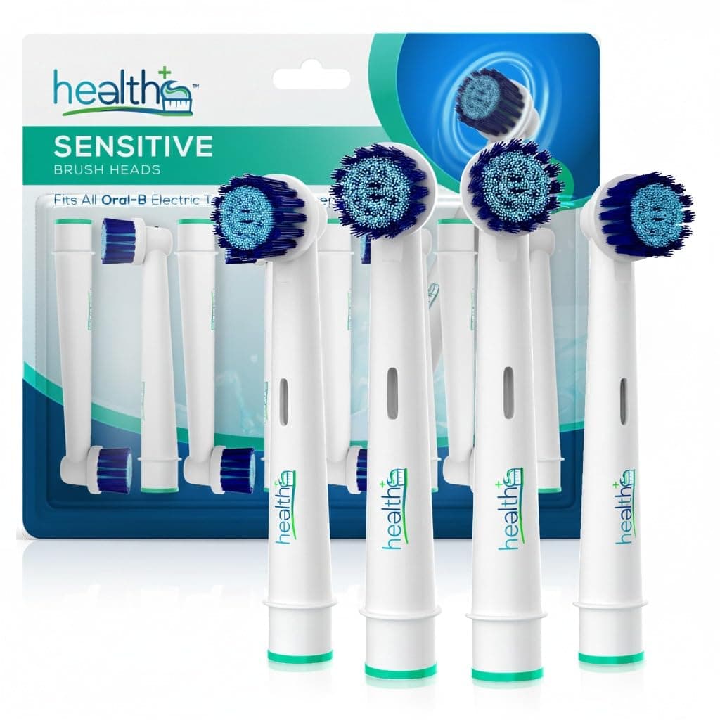 Compatible with Oral-B Electric Toothbrush Sensitive Replacement Head Generic - 8-Pack | Gentle-Action Tooth Brush Heads with Dupont Bristles | Sensitive Gums & Teeth & Gentle Whitening Action | Braun