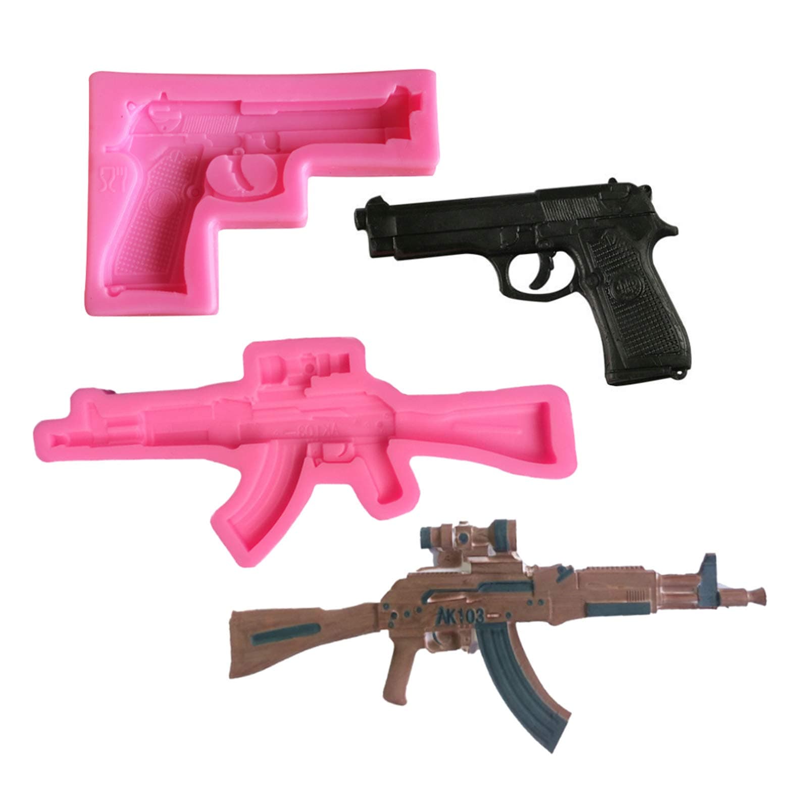 Mulukaya 2Pcs Gun Silicone Sugarcraft Fondant Molds Candy Chocolate Ice Making Molds …