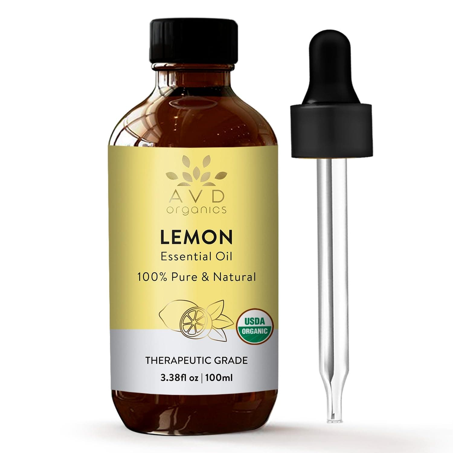 USDA Lemon Essential Oil for Skin | 100% Pure and Natural | Therapeutic Grade Lemon Oil | Perfect for Diffuser & Aromatherapy | 3.38 fl. Oz