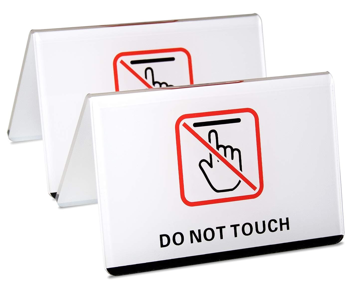 dealzEpicDo Not Touch Table Top Sign | Clear White Acrylic Double-Sided Tabletop Sign - 4.1x2.6 inches | Set of 2