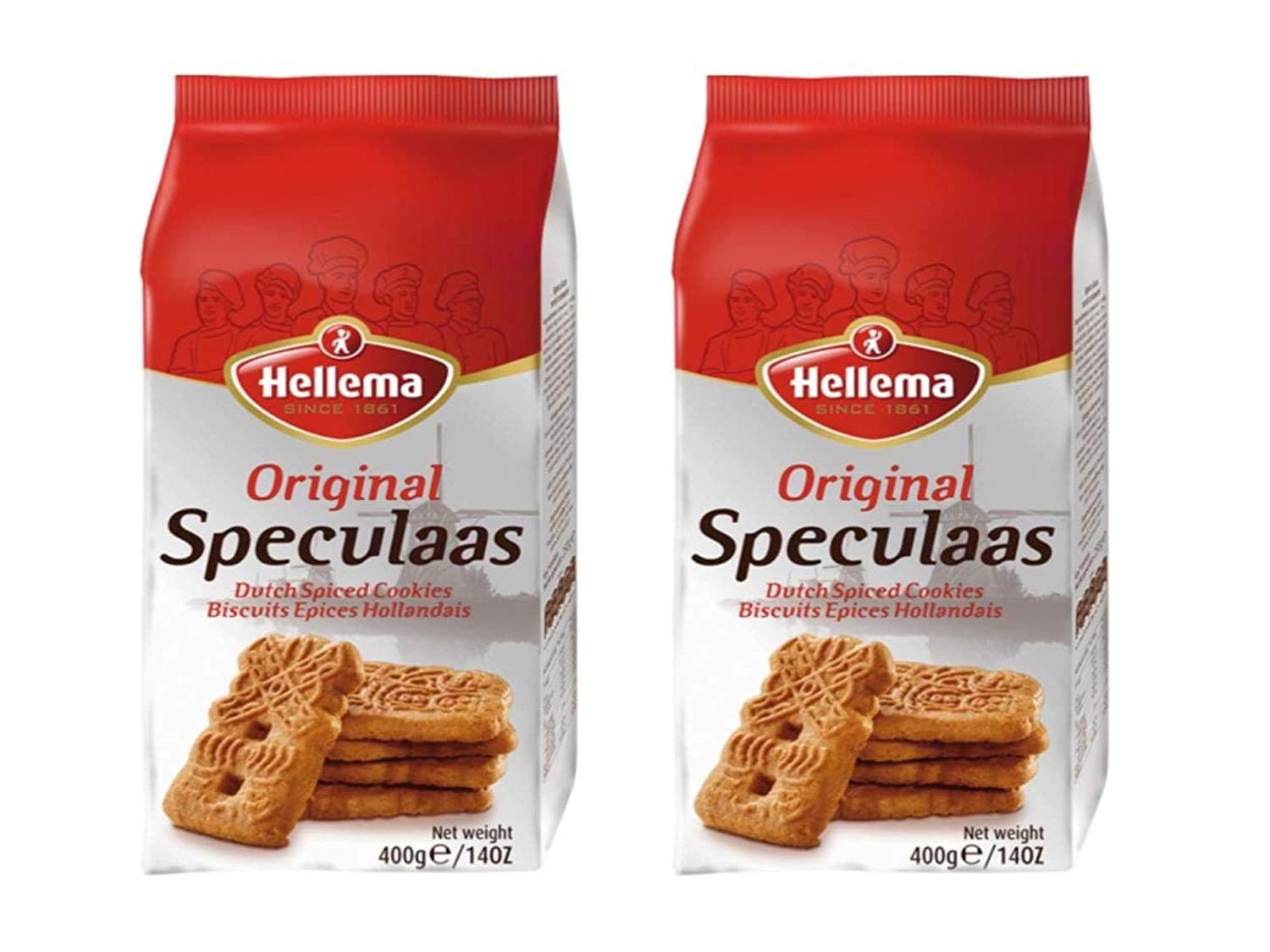 HellemaWindmill, Speculaas, Dutch Spiced Cookies, 2 bag pack, 14oz/400g