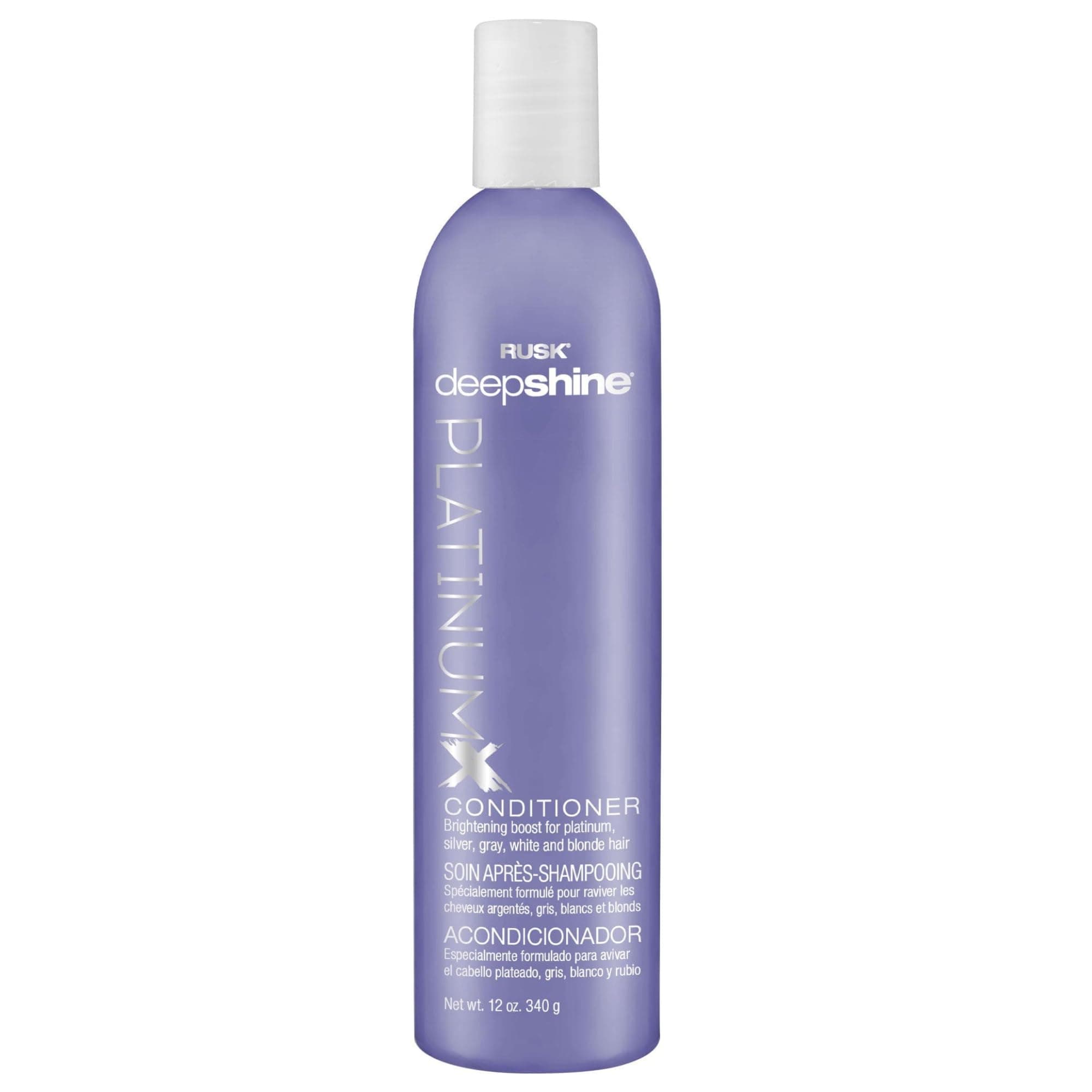 RUSK Deepshine Platinum Conditioner, Gentle Conditioner Eliminates Brassiness, Brightening Boost for Platinum, Silver, Gray, White, and Blonde Hair, 12 oz