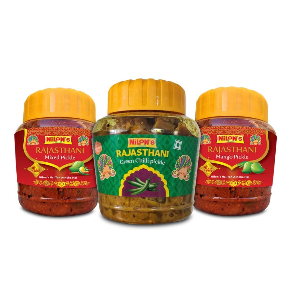 Nilon's Rajasthani Mixed Pickle (500g) Homemade Aachar | Spicy & Tangy Pickle in Authentic Royal Rajasthan Style with Raw Mango, Lemon, Mustard Oil & Spices with No Added Artificial Colour