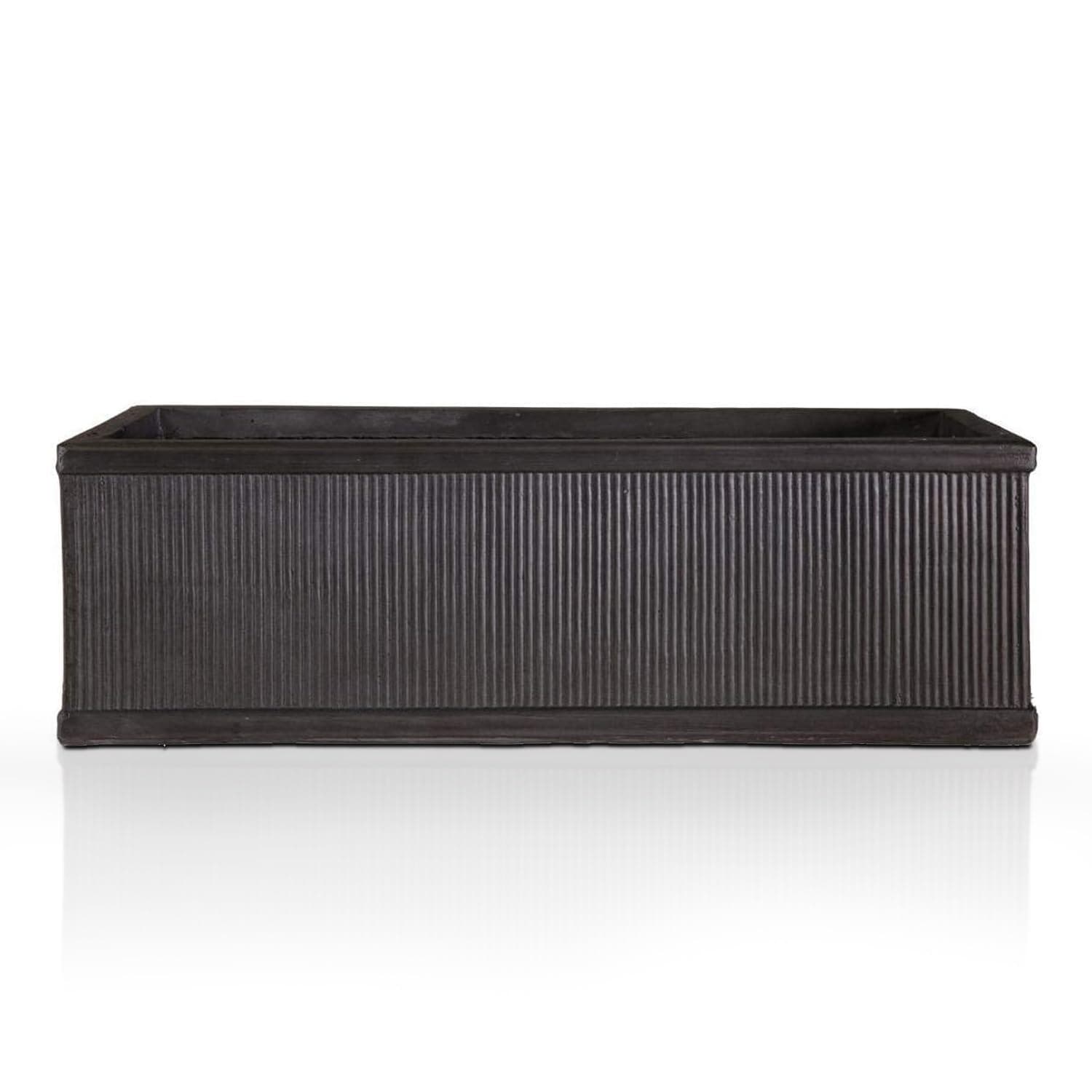 IDEALIST 60cm Planter Window Box | Ribbed Reinforced Stone Windowsill Planter | Vintage Faux Lead Rectangular Plant Pot with Drainage Holes H17 L60 W17 cm, 8.3 litres