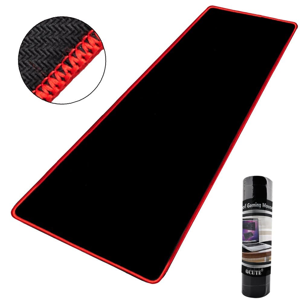 Qcute Gaming Mouse Pad, Extra Large Wateproof Mouse Mat,Stitched Edges Non-Slippery Rubber Base Mats with Smooth Surface and Precise Tracking,Soft and Durable (Extended XXL 30.3 X 11.8, Red)