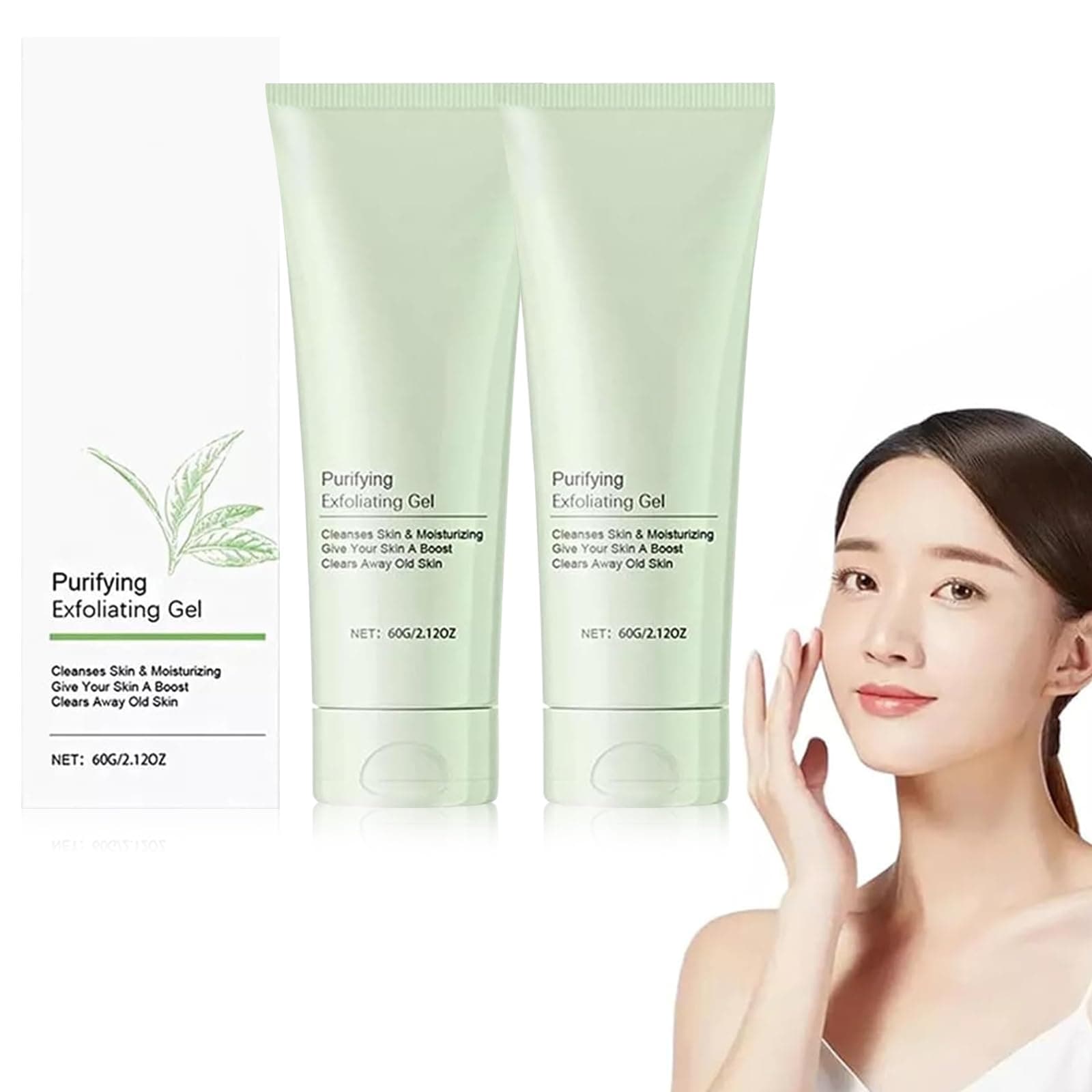 2PCS Purifying Exfoliating Gel, Exfoliating Scrub, Deep Cleansing Face & Body, Smoothening, Oil Free