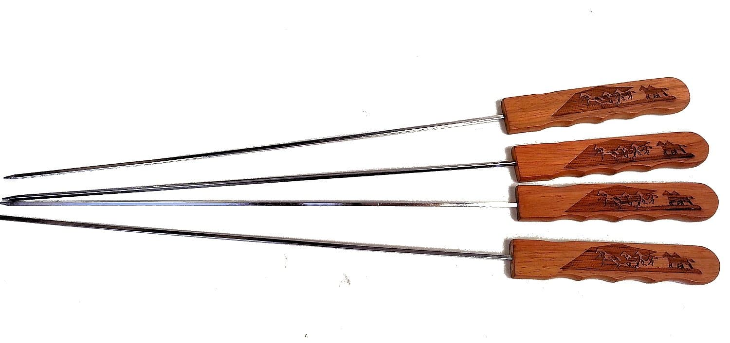 Moss Brothers Western Running Horses Wood Handled BBQ 4 Pack Skewers Gift Set