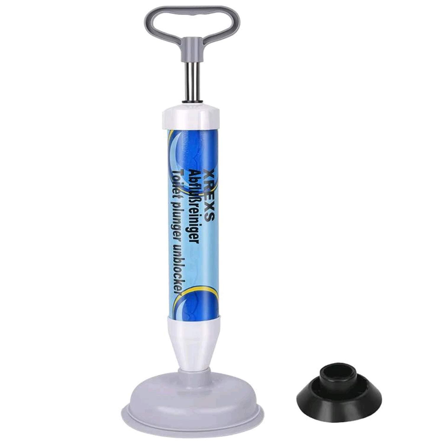 XREXS Toilet Plunger Sink Plunger, Powerful Drain Plunger with 2 Type Suction Cups, Suitable for Toilet (Large Suction Cup), Bathtub/Shower/Sink (Small Suction Cup)