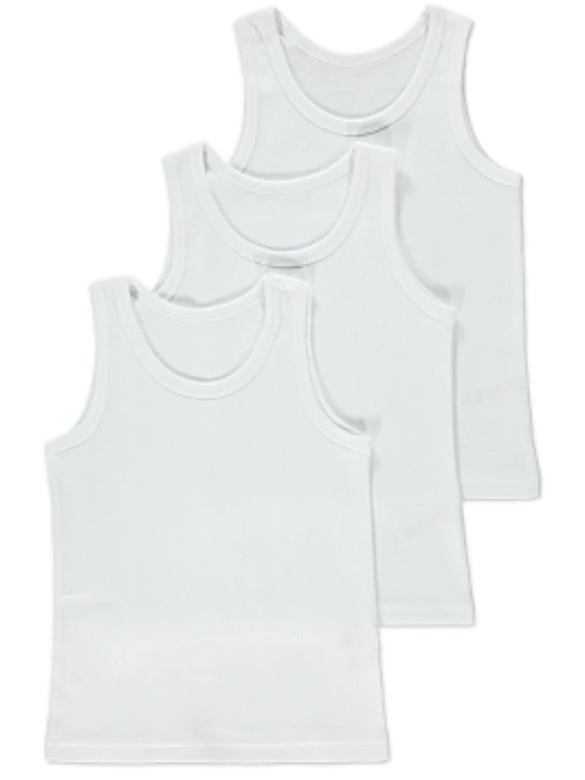 Caseeto**Back to School** 3 Pack of Boys 100% Cotton Warm Vests/Available in Ages 1 up to 13 Years (Age 3-5 Years) White