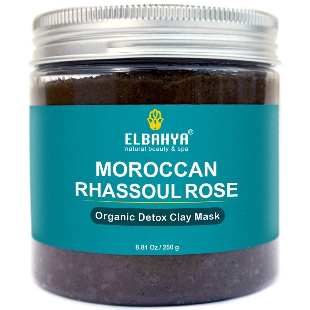 Organic Rhassoul with Rose Water Detox Clay for Hair & Face Cruelty-Free, Moroccan Ghassoul Deep Pore Cleanser, Conditioner and Pore Minimiser 250g