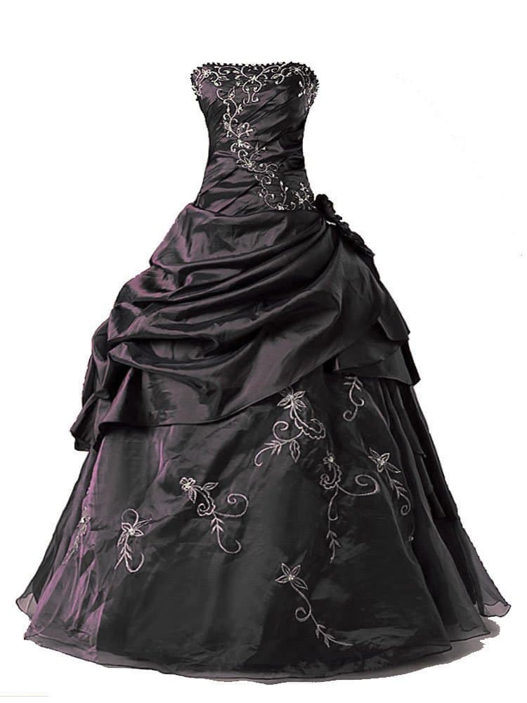 Women's Silver Embroidery Beaded Princess Evening Ball Gown