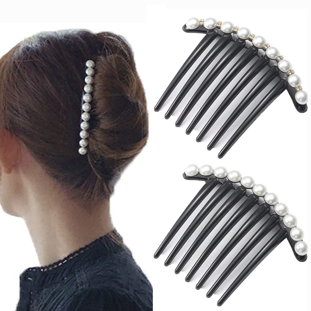 JONKY JONKY French Twist Hair Comb Pearl Fancy Hair Accessories for Women (Pack of 2)
