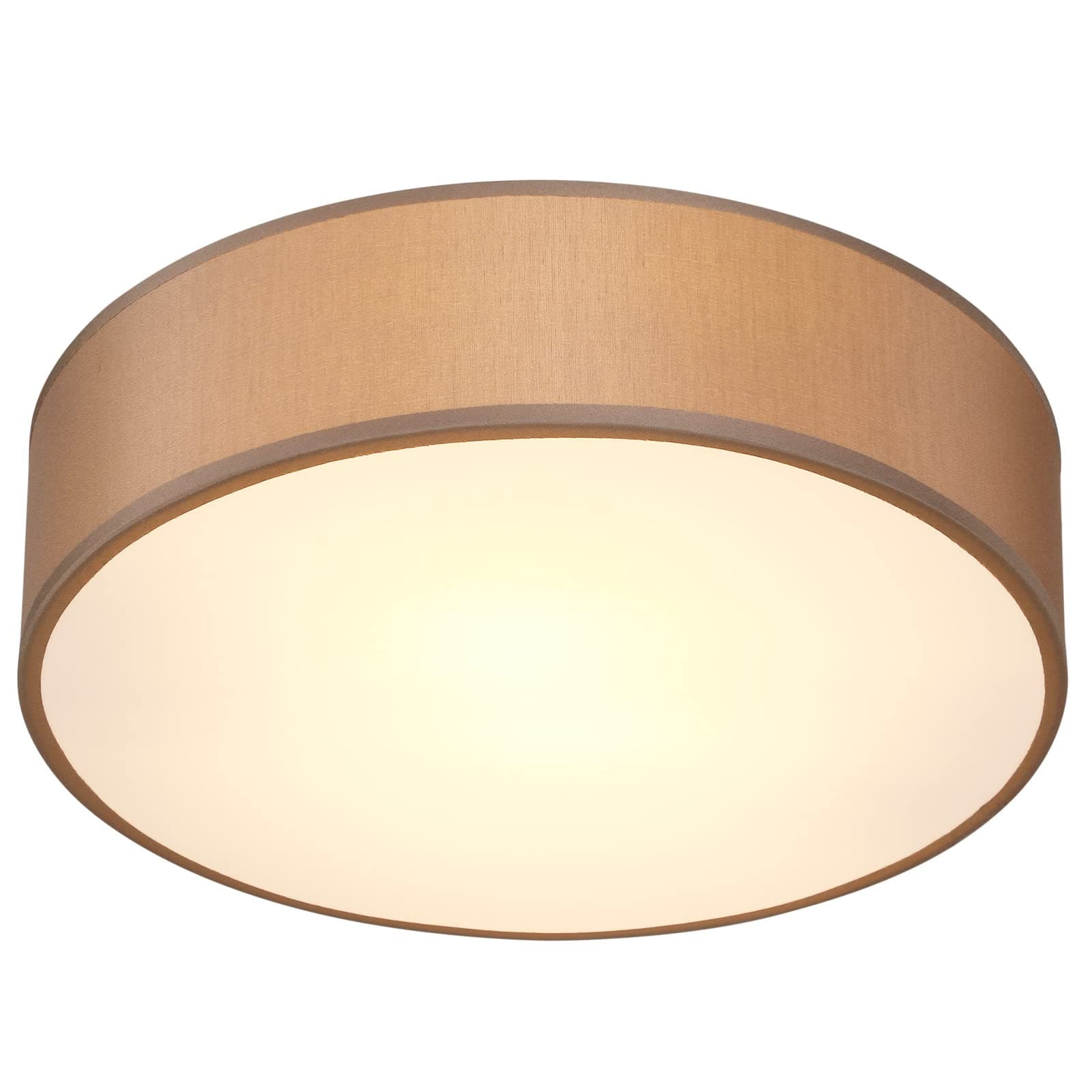 MONZANA® 38cm Round Fabric Ceiling Light | Modern Fabric Material Circular Ceiling Lamp | Light Shade 2xE27 40 Watt Socket | Bedroom Lounge Childrens Room Office | Taupe