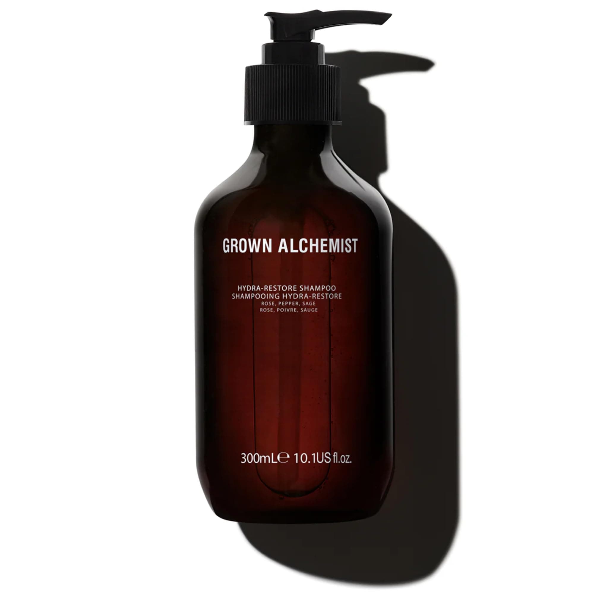 Grown Alchemist Hydra-Restore Hydrating Shampoo - Sage, Pepper & Rose, Sulphate Free - Clarifying Shampoo to Remove Build Up, Deep Cleansing & Hair Strengthening - Natural Vegan Formula 300 ml